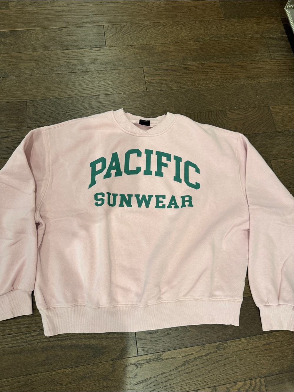 Pacific Sunwear Light Pink Crewneck with‎ Green Logo